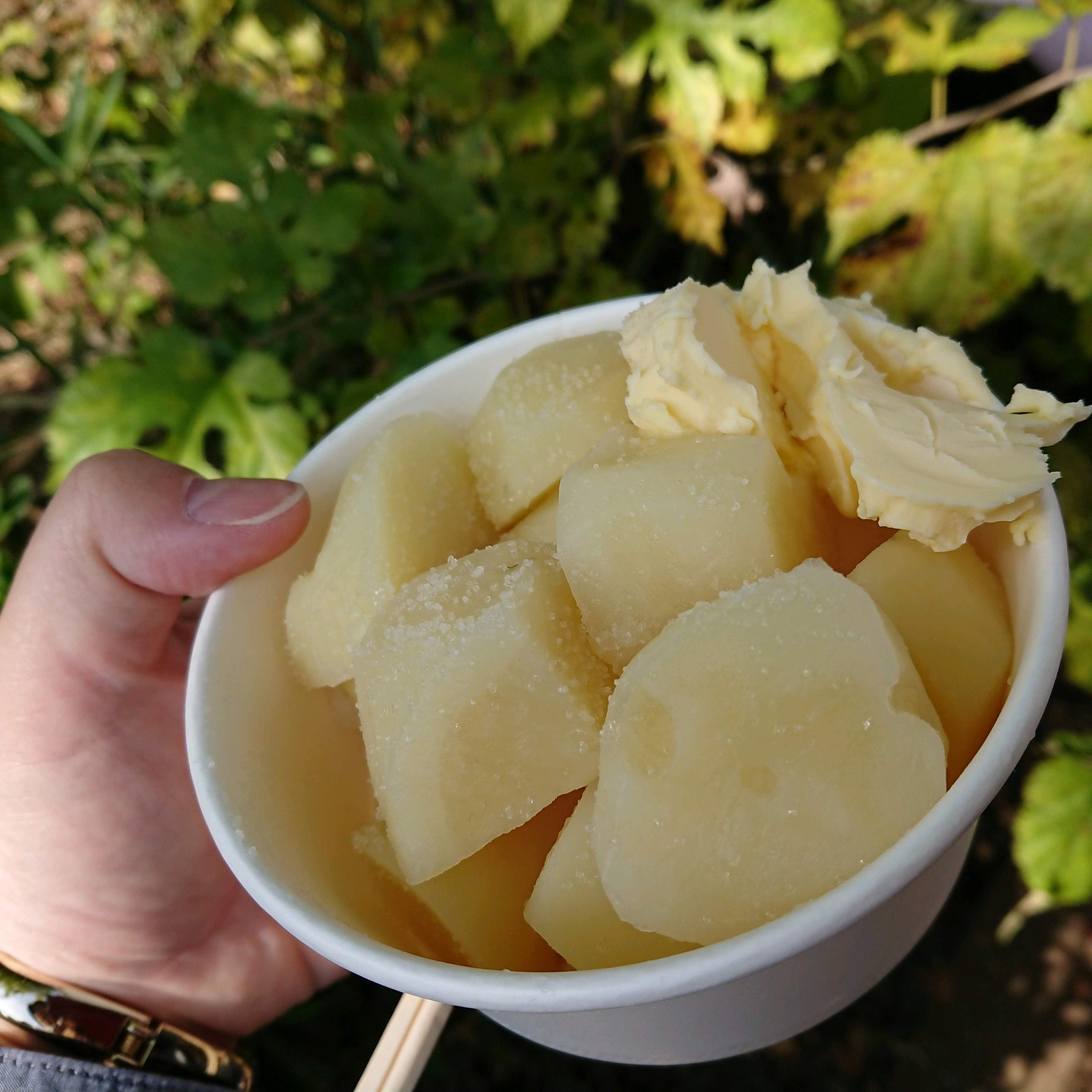 Grapefruit slice atop a pile of other slices